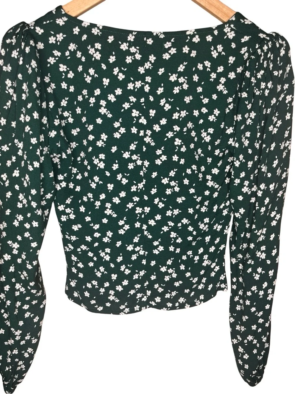 Reformation Nell Top Annette Green Floral Puff Sleeve Blouse S